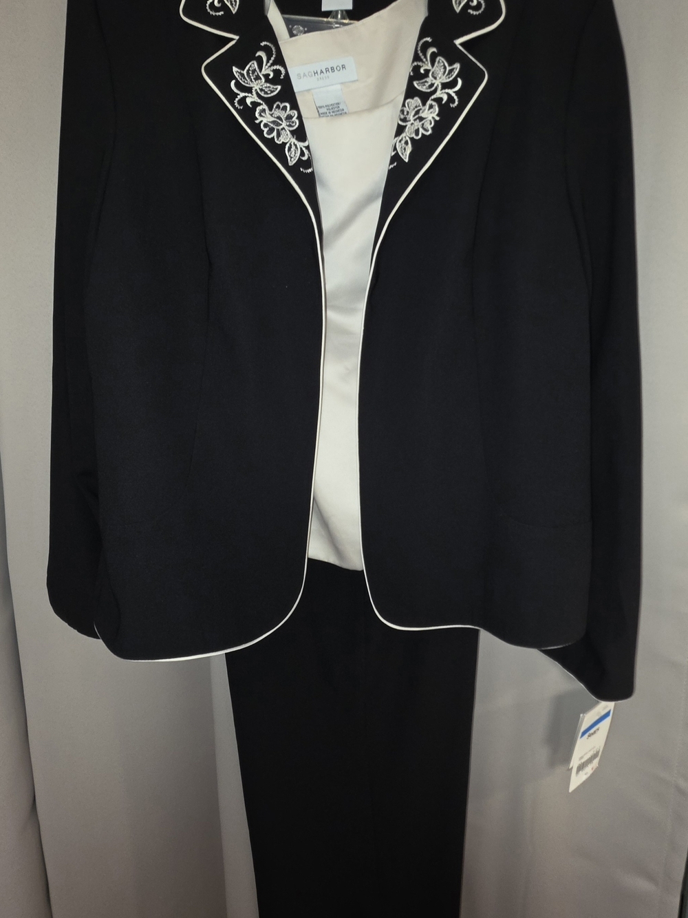 Sag Harbor Black Embroidered Piped Blazer